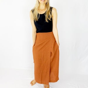 Ready to go Wrap Skirt / Overlapping waist linen skirt at your desired length / Wrap linen Skirt / Mothers Day Gift