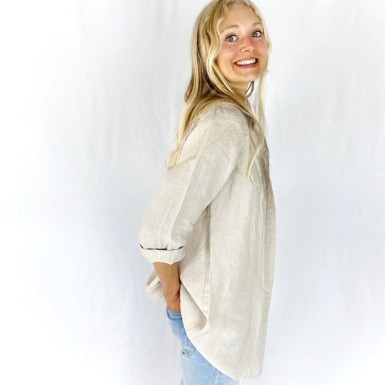 Linen Shirt women, Loose Linen Shirt, Linen Blouse, 100% Linen Shirt, Linen Top, Mothers Day Gift image 8