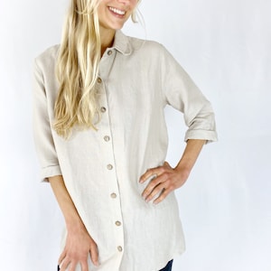 READY TO GO Linen Shirt women, Loose Linen Shirt,  Linen Blouse, 100% Linen Shirt, Linen Shirt Dress