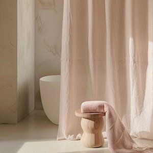 Rideau de douche en lin, rideau de douche en lin, tentures en lin lavé, tenture de salle de bain. Rideau de porte, rideaux d'intimité, cantonnières d'étagère image 8