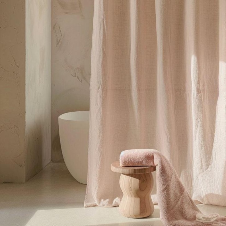 Rideau de douche en lin, rideau de douche en lin, tentures en lin lavé, tenture de salle de bain. Rideau de porte, rideaux d'intimité, cantonnières d'étagère image 8
