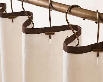 Rideau en lin avec garniture (1 panneau), rideau de douche avec bordure, séparateur en tissu, rideaux en lin, rideaux naturels, rideaux extra longs, home_1025