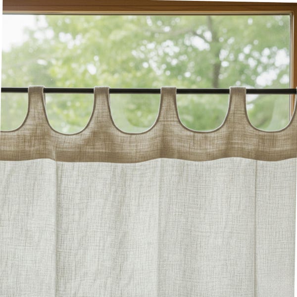 Zasłona lniana do kawiarni na zamówienie, 1 panel, lniana, Sabby Chic, z falbanką u góry, półprzezroczysta, lniana, francuska, home_1023