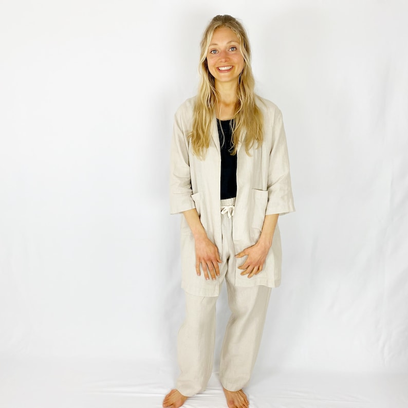 Oversized Linen Jacket, Summer Jacket, Wrap Linen Jacket, Linen Clothing, Linen Outwear, Mothers Day Gift image 4
