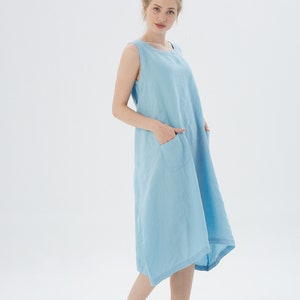 Linen Dress With Front Pockets, SANTA BARBARA / Linen Dress With Wooden ...