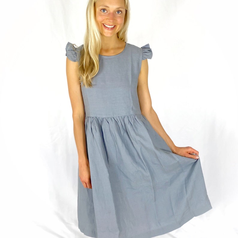 Ready to go Linen dress with ruffles, DEL MAR / Washed soft linen dress / available in different colors / Mothers Day Gift image 3