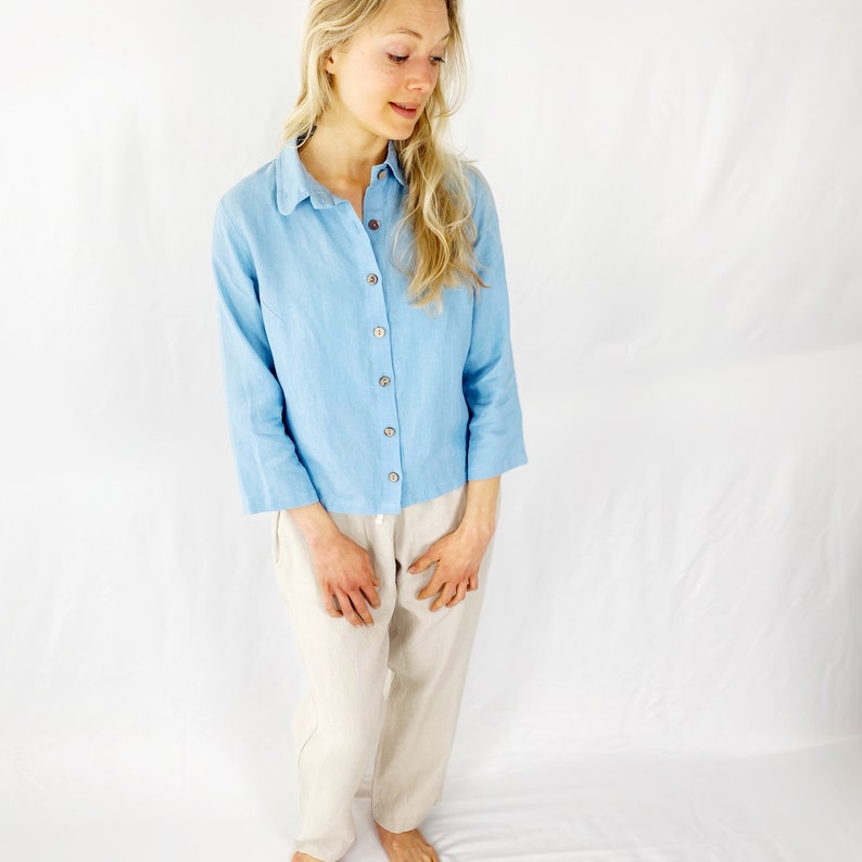 Linen Shirt women, Linen Shirt, Linen Top, Linen Blouse, 100% Linen Shirt, Available in 40 different colors, Mothers Day Gift image 7