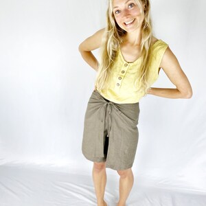 Linen Shorts, GALVESTON / Overlapping waist linen skirt shorts / Summer Outfit / Mothers Day Gift image 4