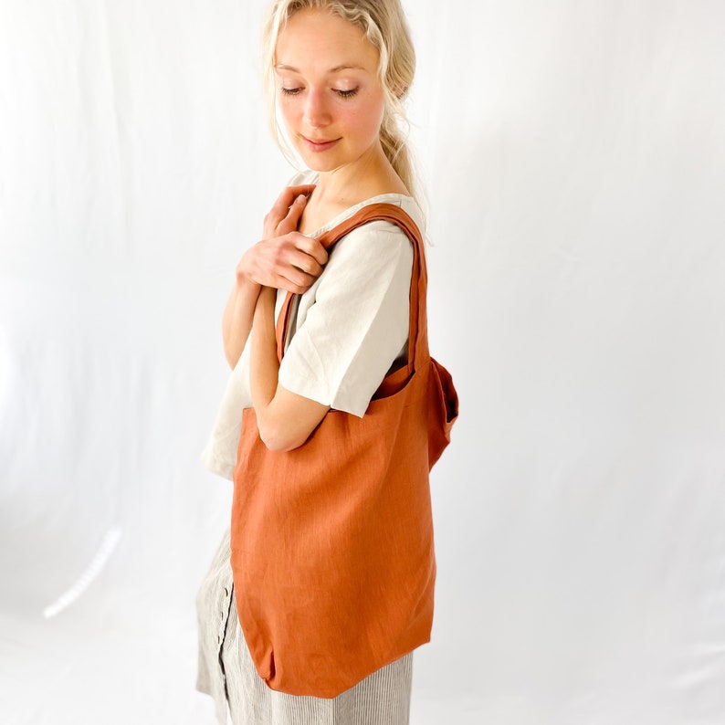 Personalized Linen tote bag, linen market bag, linen bag, linen travel bag, beach bag, tote bag, Mothers Day image 3