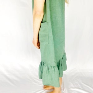 SeaGreen Linen Dress with Front Snap Closure, OAKLAND Mothers Day Gift image 1