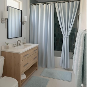Linen Shower Curtain Livingroom Curtain Customshower Curtain Cafe Curtain Design Tietop Curtain Eyelet Linen Curtain Panels Rod Pocket Linen image 3