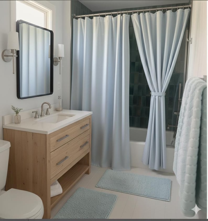 Linen Shower Curtain Livingroom Curtain Customshower Curtain Cafe Curtain Design Tietop Curtain Eyelet Linen Curtain Panels Rod Pocket Linen image 3