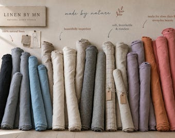 Tissu de lin européen au mètre : certifié GOTS, prélavé, prérétréci (175-190 g/m²)