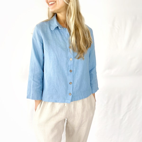 Linen Shirt women, Linen Shirt, Linen Top, Linen Blouse, 100% Linen Shirt, Available in 40 different colors, Mothers Day Gift