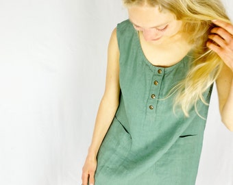 Robe en lin avec boutons-pression, OAKLAND / Tunique en lin lavé / Robe en lin / Armoire capsule / Cadeau pour la fête des Mères, dress_62