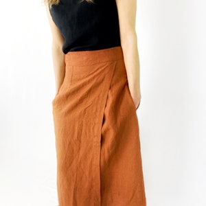 Wrap Skirt / Overlapping waist linen skirt at your desired length / Wrap linen Skirt / Mothers Day Gift