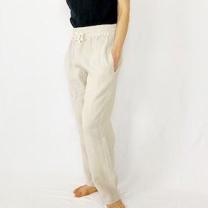 READY TO GO Linen pants with hidden side pockets / Loose linen Pants / Women pants with Elastic waistline / Mothers Day Gift image 2