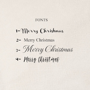 May include: Four different font styles of the phrase "Merry Christmas" are shown. The fonts are numbered 1 through 4.
