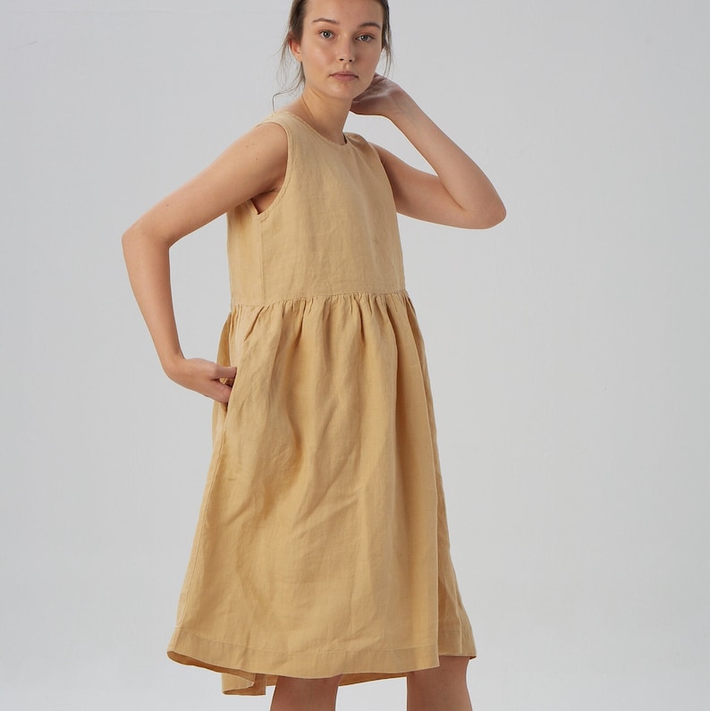 Ready to go Linen loose sleeveless dress SANTA CLARA / Washed soft linen dress / Mothers Day Gift image 1