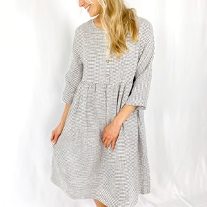 Linen Dress With Long Sleeves and Hidden Side Pockets San - Etsy