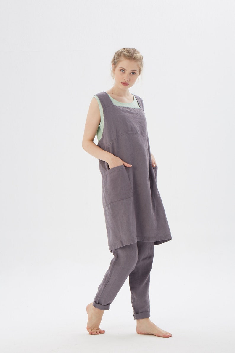 KITCHEN APRON With Pockets / Japanese Style Linen Apron Vegas/ Etsy