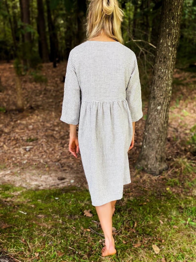 Linen dress with long sleeves and hidden side pockets, San Clemente / Washed and soft linen dress with buttons / Mothers Day image 6