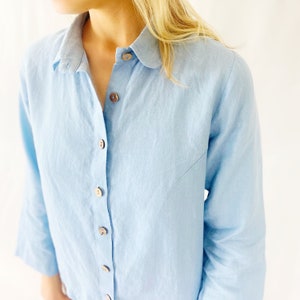 Linen Shirt women, Linen Shirt, Linen Top, Linen Blouse, 100% Linen Shirt, Available in 40 different colors, Mothers Day Gift image 6