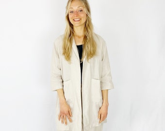 Natural beige jacket, Medium weight linen jacket, Linen jacket, Short linen jacket, linen coat, Linen cardigan, Mothers Day Gift