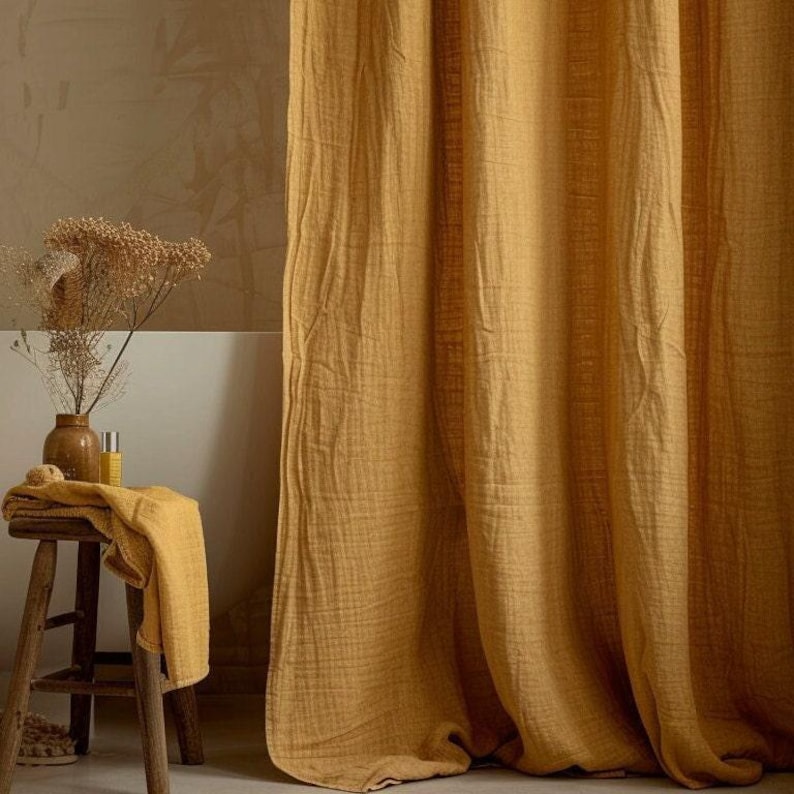 Linen Shower Curtain Livingroom Curtain Customshower Curtain Cafe Curtain Design Tietop Curtain Eyelet Linen Curtain Panels Rod Pocket Linen image 6