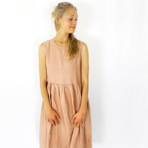 Linen loose sleeveless dress, SANTA CLARA / Washed soft linen dress / available in different colors / Mothers Day Gift image 2