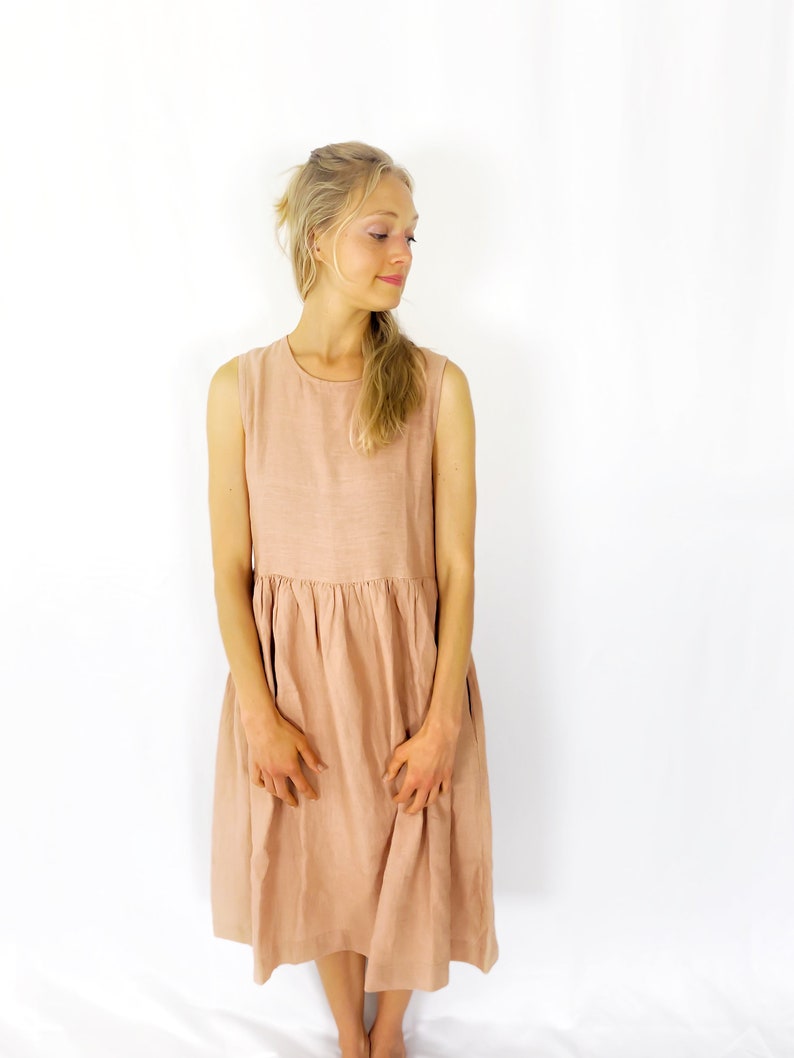 Linen loose sleeveless dress, SANTA CLARA / Washed soft linen dress / available in different colors / Mothers Day Gift image 2