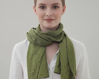 Linen Silk Scarf Lightweight Natural Scarf Elegant Summer Wrap Breathable Travel Shawl Wedding Guest or Everyday Accessory