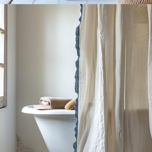 Divider Ruffles Linen Curtain (1 Panel) With Ruffles, Ruffled Cafe Curtain, Cloth ...