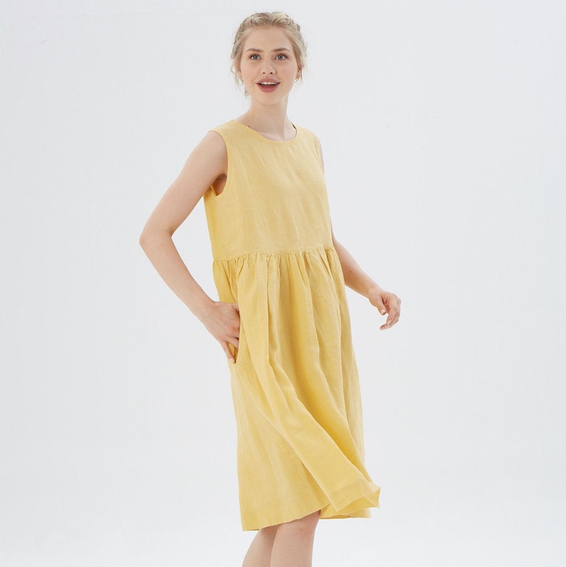 Linen loose sleeveless dress, SANTA CLARA / Washed soft linen dress / available in different colors / Mothers Day Gift image 1