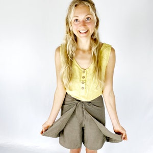 Linen Shorts, GALVESTON / Overlapping waist linen skirt shorts / Summer Outfit / Mothers Day Gift image 2