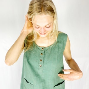 SeaGreen Linen Dress with Front Snap Closure, OAKLAND Mothers Day Gift image 9