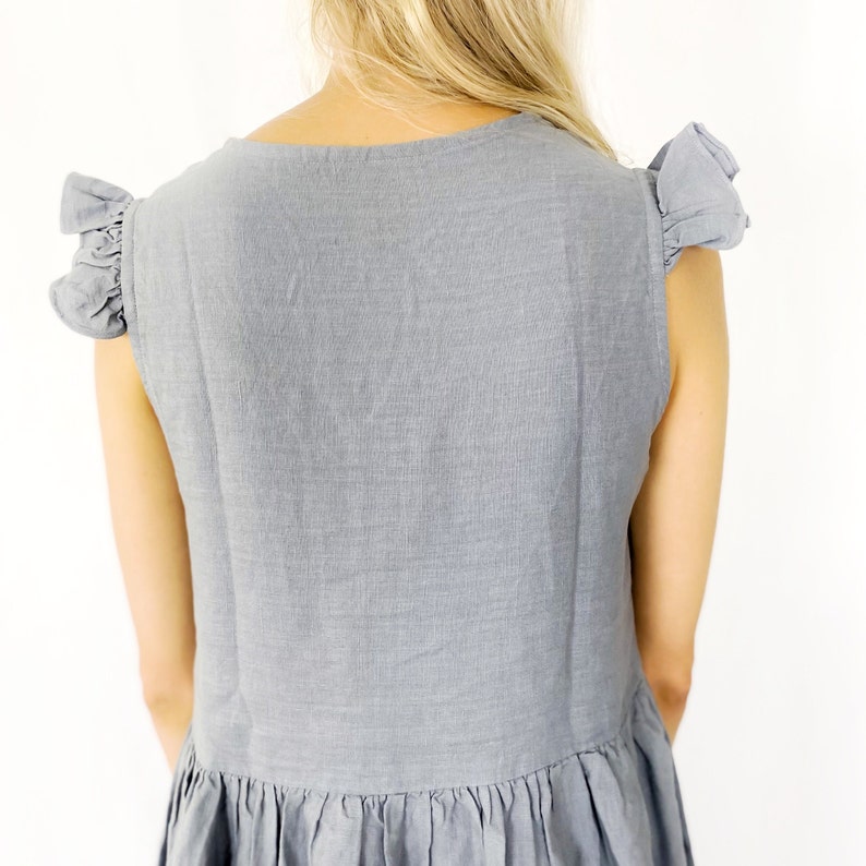 Ready to go Linen dress with ruffles, DEL MAR / Washed soft linen dress / available in different colors / Mothers Day Gift image 6