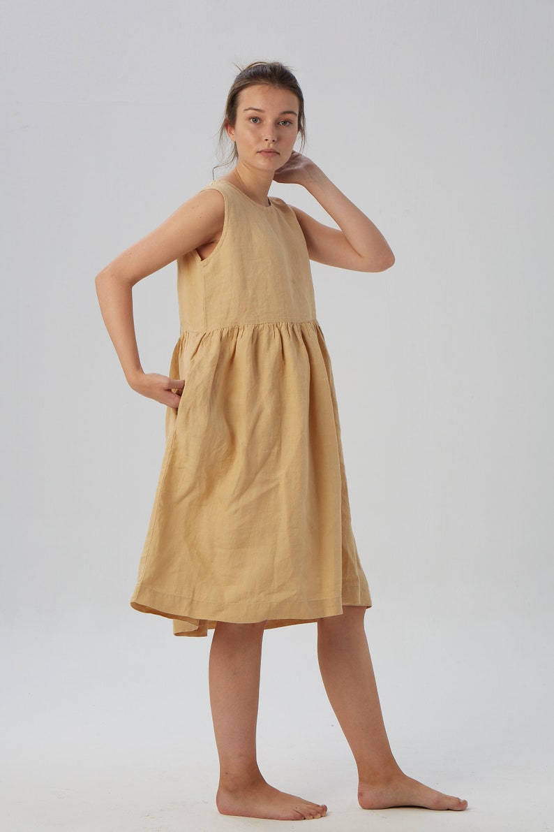 Linen loose sleeveless dress, SANTA CLARA / Washed soft linen dress / available in different colors / Mothers Day Gift image 6