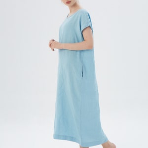 Long Linen Dress V Neck, MONTEREY / Maxi Dress / Washed linen tunic / available in different colors/ Mothers Day image 6