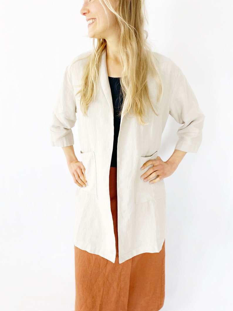 Oversized Linen Jacket, Summer Jacket, Wrap Linen Jacket, Linen Clothing, Linen Outwear, Mothers Day Gift image 7