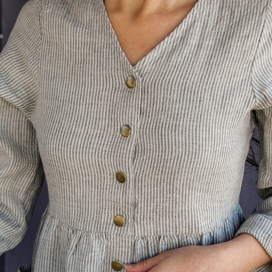 Linen V-Neck Dress