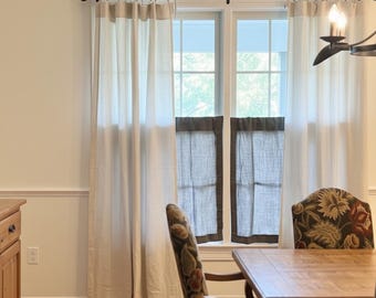 Linen Livingroom Curtains (1 Panel) Rod Pocket Curtain TieTop Curtain Drapery Panels Custom Size Curtains Curtains Cafe Pleated Curtain