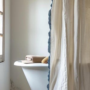 Linen Curtain (1 Panel) with Ruffles, Ruffled Cafe Curtain, Cloth Divider, Flax Curtains, Natural curtains, Extra Long curtains image 7