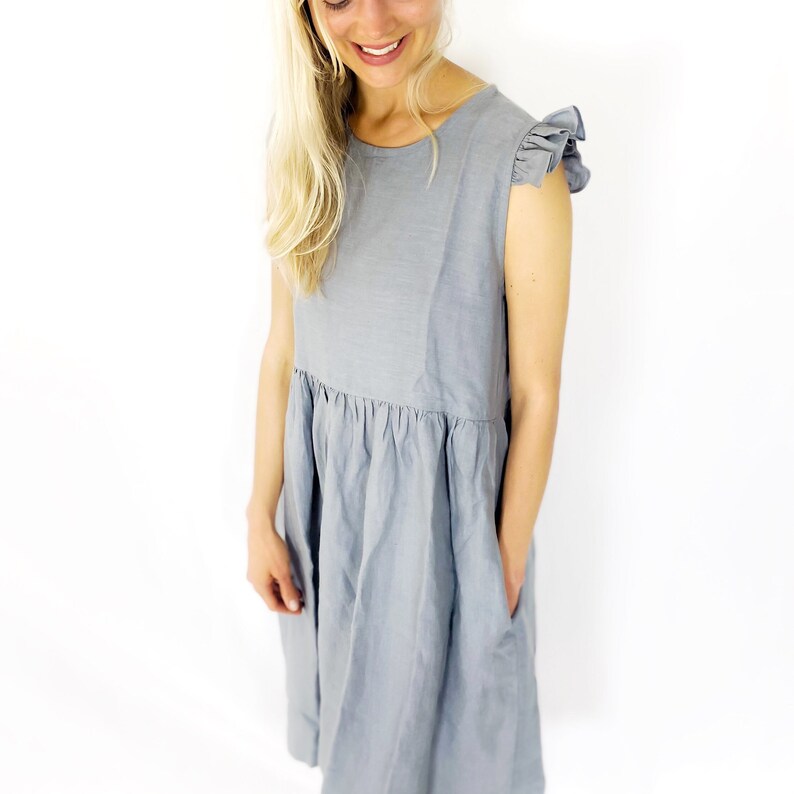 Ready to go Linen dress with ruffles, DEL MAR / Washed soft linen dress / available in different colors / Mothers Day Gift image 4