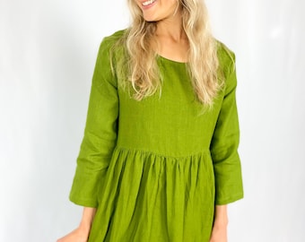 Linen dress with long sleeves, LA JOLLA / Washed and soft linen dress / available in different colors / Mothers Day