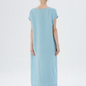 Long Linen Dress V Neck, MONTEREY / Maxi Dress / Washed linen tunic / available in different colors/ Mothers Day image 4