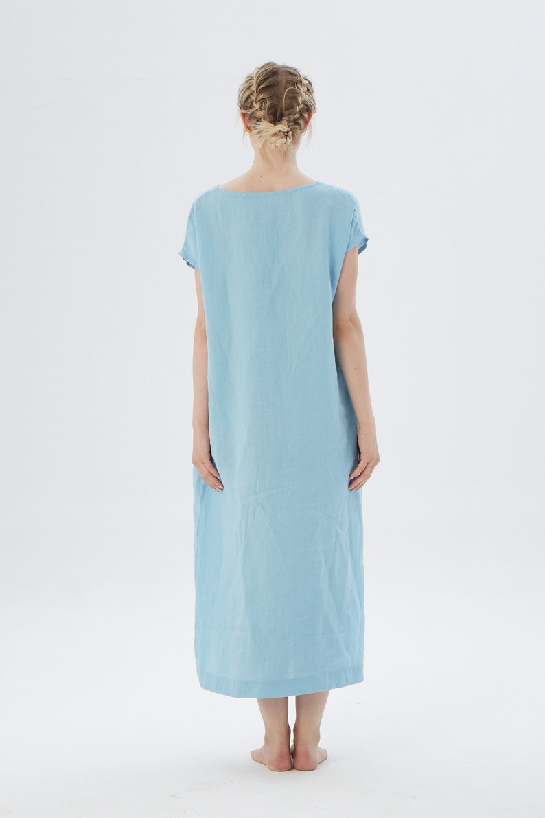 Long Linen Dress V Neck, MONTEREY / Maxi Dress / Washed linen tunic / available in different colors/ Mothers Day image 4