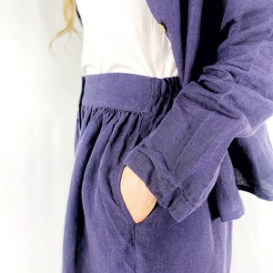 Linen two piece set Linen Shirt and Skirt Set Linen Skirt Suit Linen Women's Clothing in Various Colors Mothers Day Gift image 6