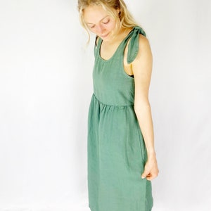 Chic Midi-Length Linen Dress with Functional Shoulder Ties, ANAHEIM, Summer Must-Have, Breathable Fabric, Mothers Day Gift