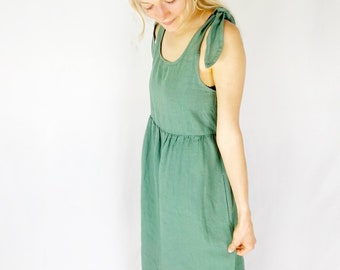 chinese dress ladies Blue Linen Maxi Dress  MAMA Long Sleeve